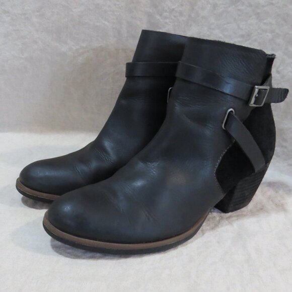 KORKS Rohit Strap Bootie Ankle Boot Leather SIZE 8 Black - Picture 1 of 14